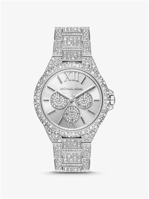 michael kors oversized camille pavé silver-tone watch|camille pave watches.